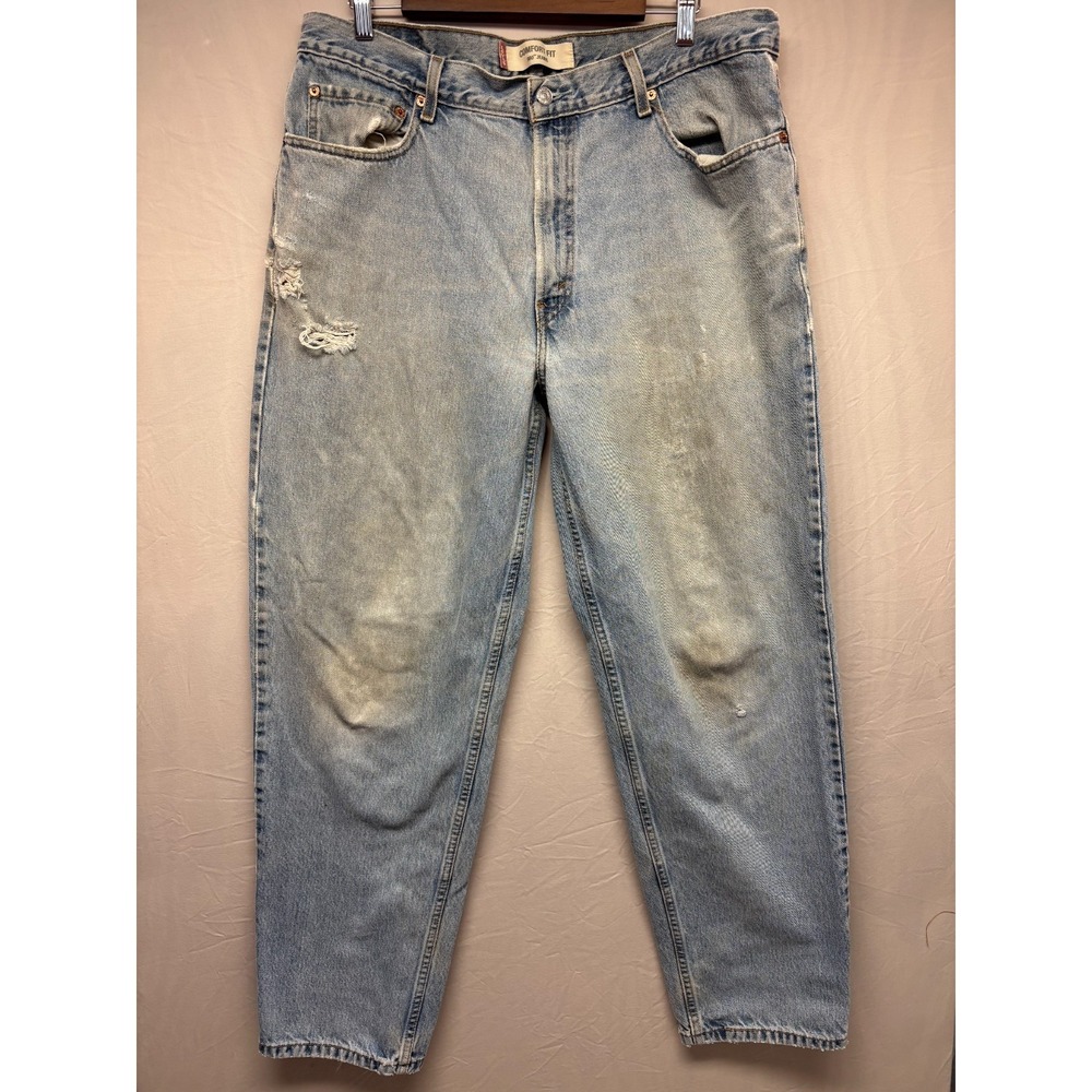 Levi's 560 Tapered Leg Jeans Mens Blue Denim Comfort Fit Distressed 36x32